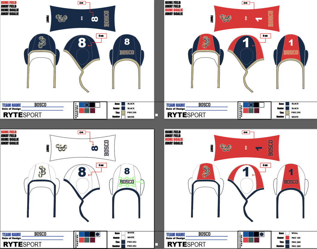 Bosco Water Polo caps 2-18 1&1A Home and Away